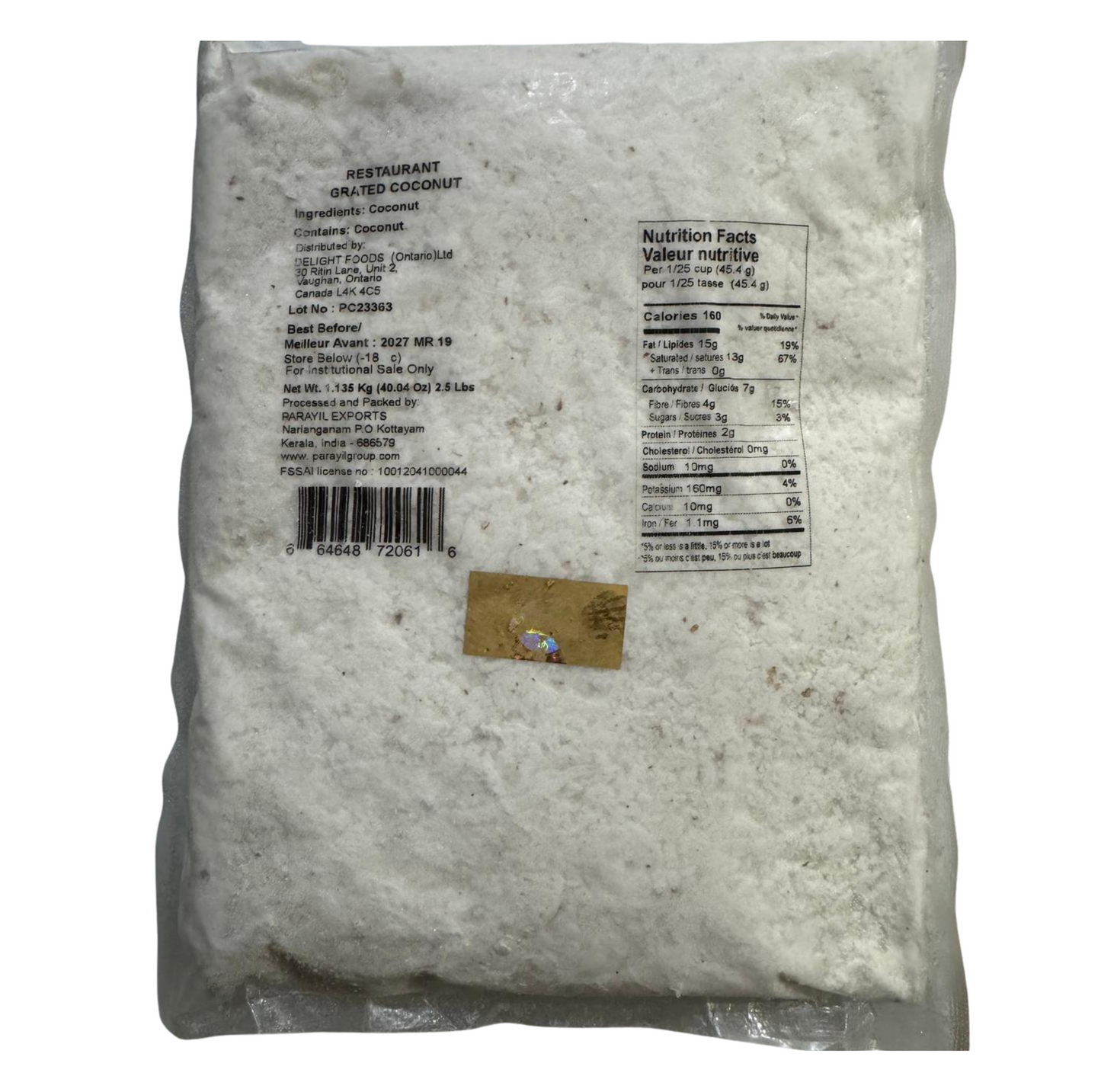 Daily Delights Grated Coconut Restaurant Pack 1.135 kg
